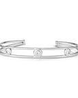 Sterling Silver Three Stone CZ Bezel Cuff Bracelet