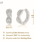 Sterling Silver Infinity Huggie Hoop Earrings