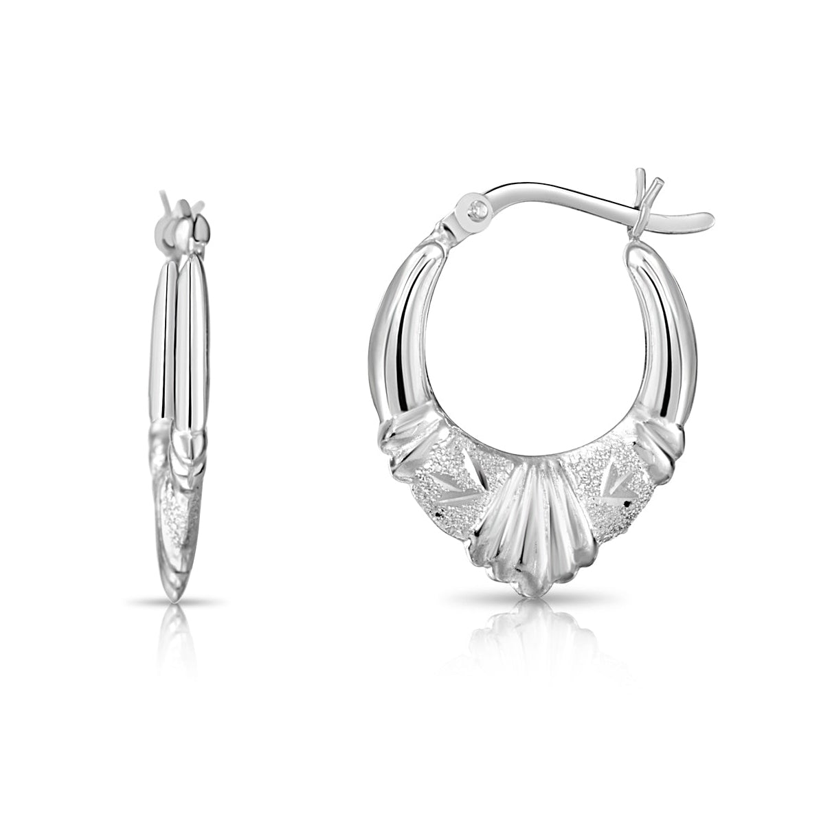 Sterling Silver Diamond-Cut Hoop Earrings
