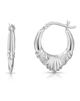 Sterling Silver Diamond-Cut Hoop Earrings