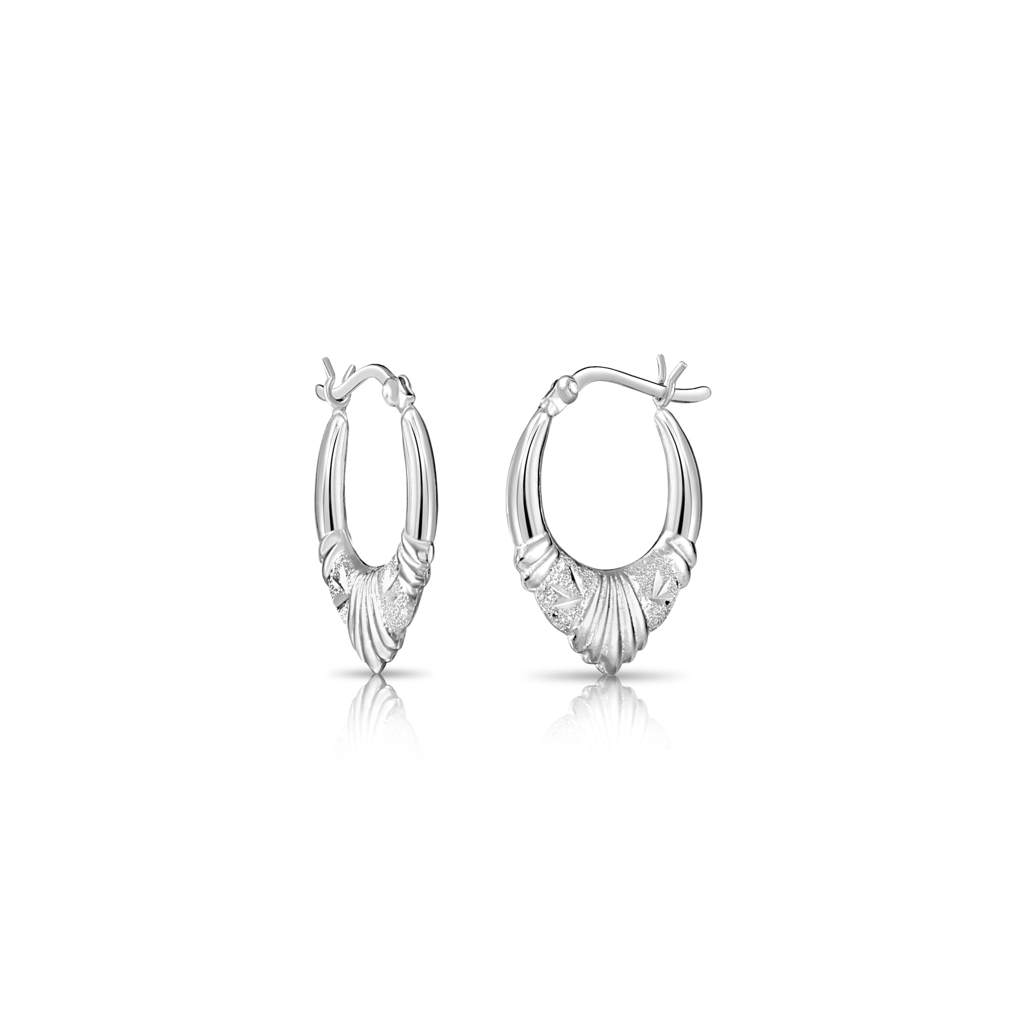 Sterling Silver Diamond-Cut Hoop Earrings