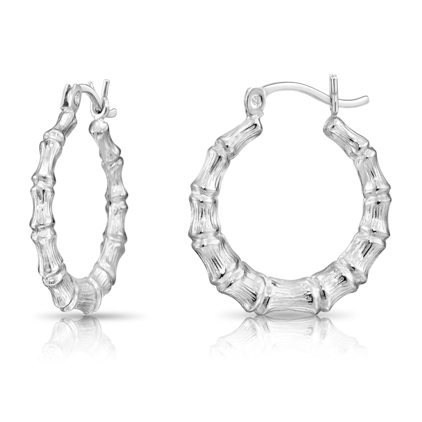 ＊Sterling Silver Bamboo Pierced Earring 925 Sterling Silver Bamboo Texture Hoop Earrings – Tilo Jewelry®