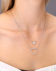 Sterling Silver CZ Double Heart Necklace