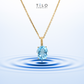 14k Yellow Gold Topaz Necklace, Brilliant Sky Blue 6 Carat Oval Shaped Topaz Gemstone Pendant