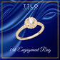 14K Yellow Gold Triple Halo Dome Engagement Ring With Side Stones, By TILO Jewelry