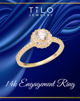 14K Yellow Gold Triple Halo Dome 1 Carat Engagement Ring With Side Stones