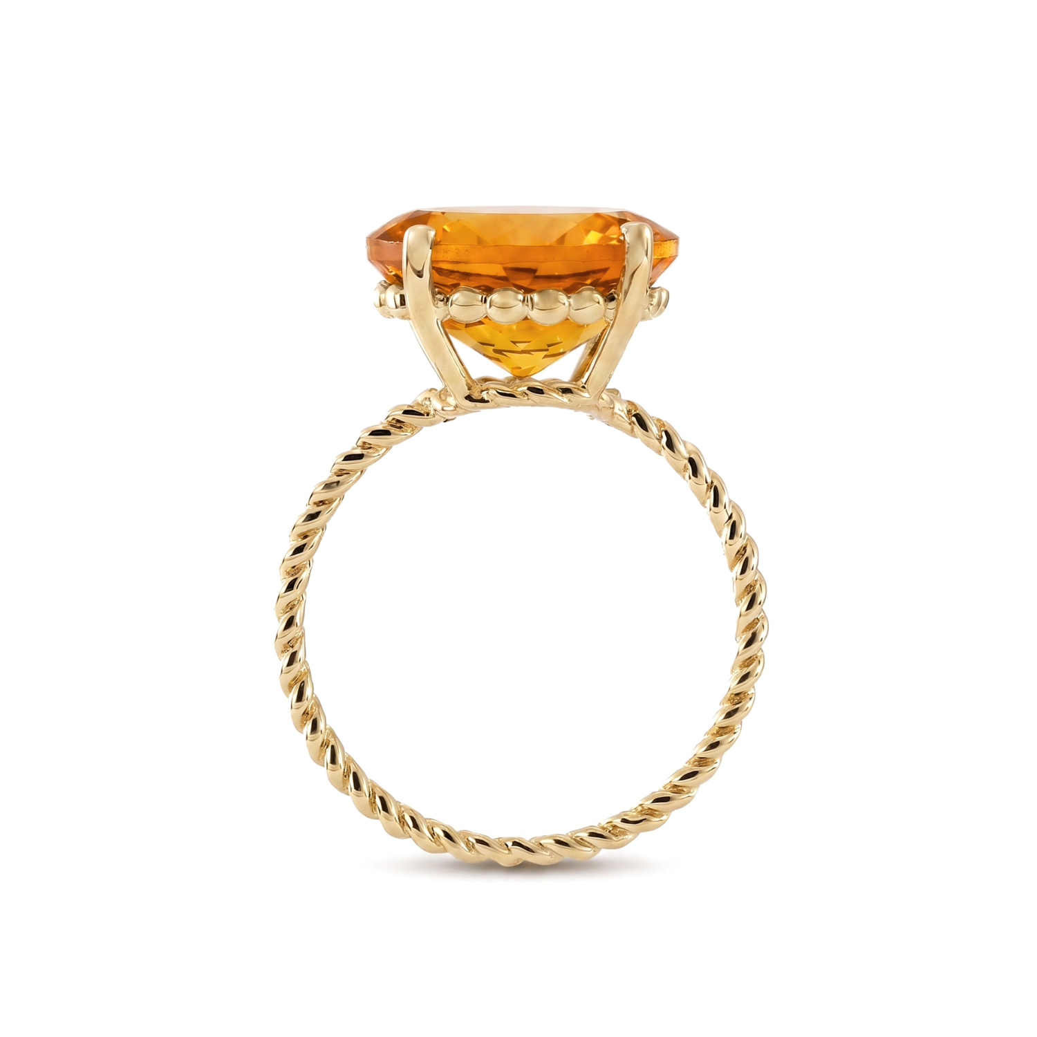 14K Yellow Gold Natural Citrine Gemstone Ring, 5 Carats