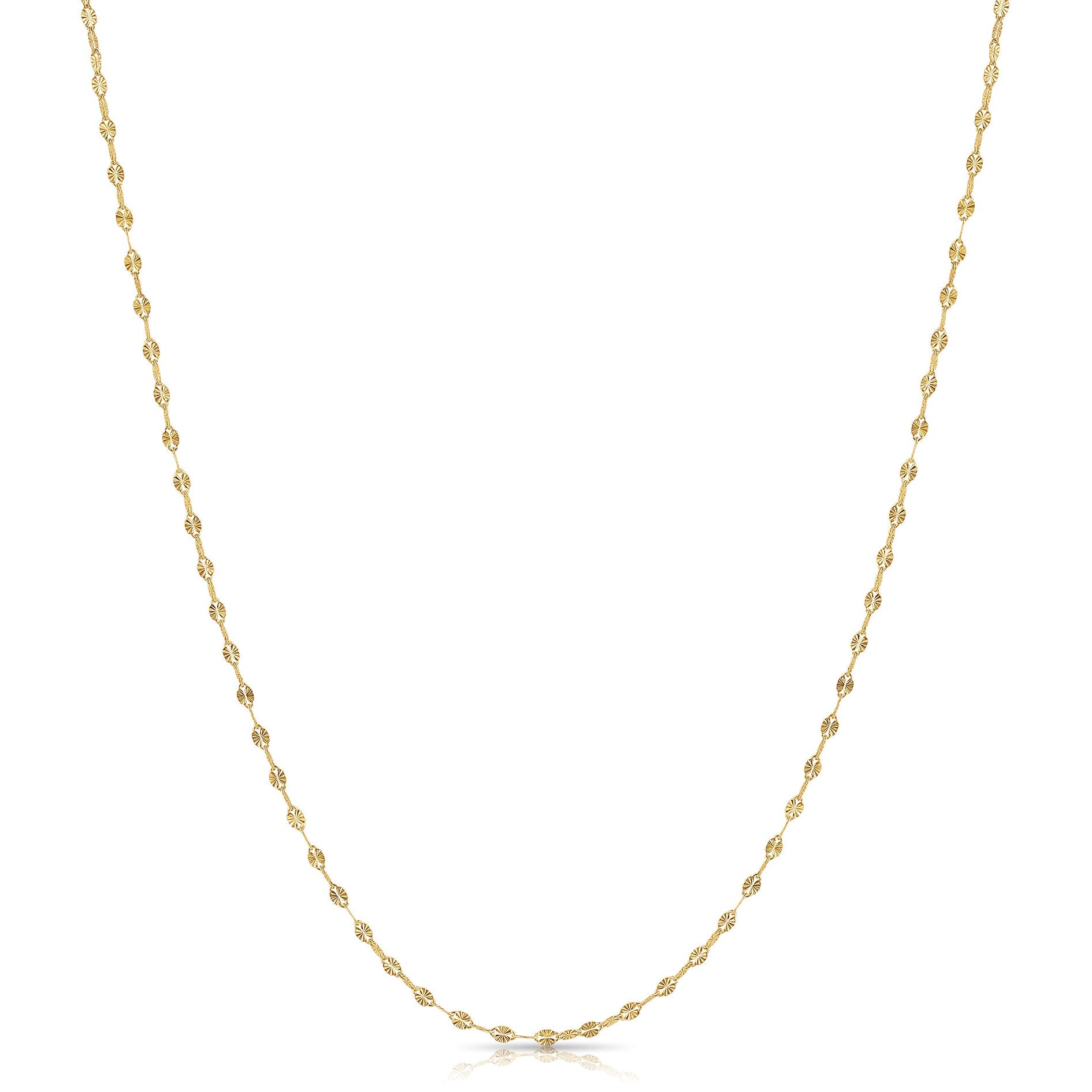 14K Yellow Gold Diamond-Cut Mirror Chain Necklace