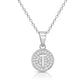 925 Sterling Silver CZ Initial Round Pendant Necklace (Letters A-Z) 16" 18"
