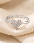 14K White Gold Lab Diamond Heart Ring, 0.31ctw