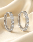 14K White Gold Single Row Lab Diamond Huggie Earrings, 0.14ctw