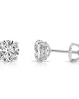 14K White Gold Round Brilliant-Cut Lab Diamond Stud Earrings, Screwback