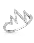 14K White Gold Lab Diamond Heartbeat Ring, 0.21ctw