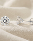 14K Gold Solitaire Cubic Zirconia Stud Earrings, Pushback