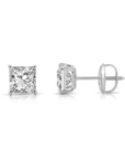 14K Gold Lab Diamond Princess-Cut Stud Earrings, 2ctw, With Secure Screwbacks