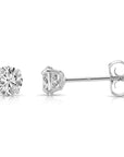 14K White Gold Lab Diamond Stud Earrings, CVD Brilliant Solitaire Round Diamond Studs, Pushback