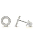 14k White Gold XO Stud Earrings, Screwback