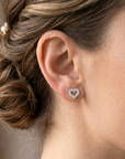 14K White Gold Heart Lab Diamond Studs, 0.25ctw, Screwback