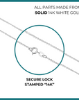 14k Solid White Gold Diamond-Cut Cable Chain Necklace 16 18 20Inch, Thin and Dainty Cable Chain 1.5mm
