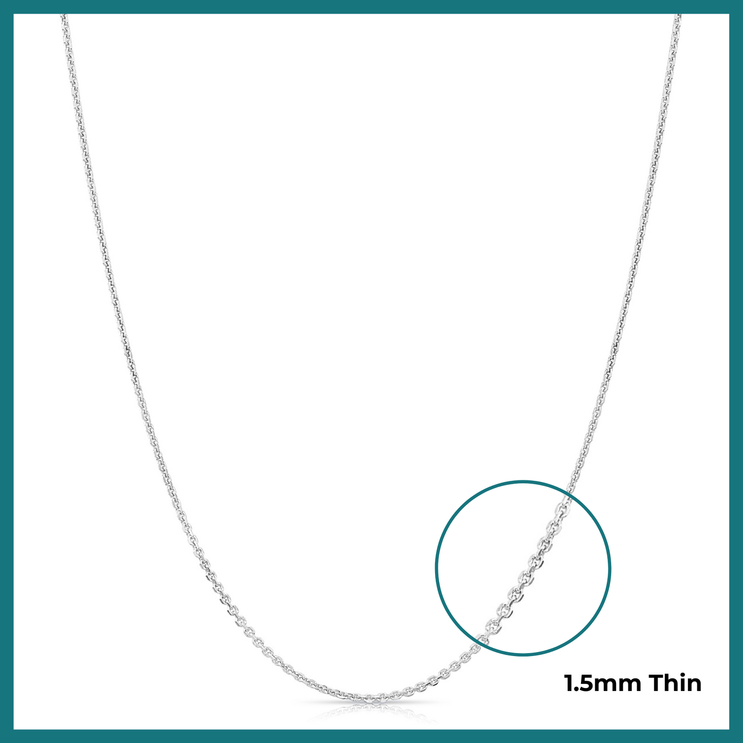 14k Solid White Gold Diamond-Cut Cable Chain Necklace 16 18 20Inch, Thin and Dainty Cable Chain