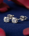 14K White Gold Lab Diamond Stud Earrings, CVD Brilliant Solitaire Round Diamond Studs, Pushback