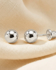 14k White Gold Classic Ball Stud Earrings With Screwbacks