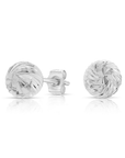 14k White Gold Ball Studs With Hand Engraved Spiral Design