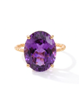 14K Yellow Gold Purple Amethyst Oval-Cut Gemstone Ring