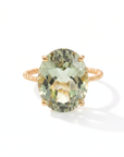 14K Yellow Gold Green Amethyst Oval-Cut Gemstone Ring