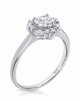 Sterling Silver Heart Shape Halo Engagement Ring