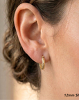 14K Yellow Gold Hoop Earrings With Engraved Diamond-Cut "Tornado" Pattern, All Sizes