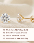 10K Yellow Gold Classic Solitaire Stud Earrings, Pushback