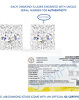 14K Gold Lab Diamond Princess-Cut Stud Earrings, 2ctw, With Secure Screwbacks
