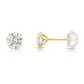 14K Yellow Gold and White Gold CZ Stud Earrings, Silicone Push-back, Uinisex.