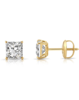 14K Gold Lab Diamond Princess-Cut Stud Earrings, 2ctw, With Secure Screwbacks
