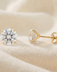 10K Yellow Gold Classic Solitaire Stud Earrings, Pushback