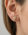 Solid 14k Gold Brilliant CZ Love Knot Twist Studs, 7mm, With Pushbacks