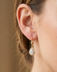14K Gold Teardrop Earrings, Halo Drop Dangle Earrings With Secure Lever-backs