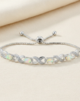 Sterling Silver Fire Opal Bracelet, Infinity Design, Adjustable Opal Bracelet, 6-9 Inch
