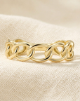 Solid 14k Gold Cuban Chain Ring, Chunky Chain Link Design