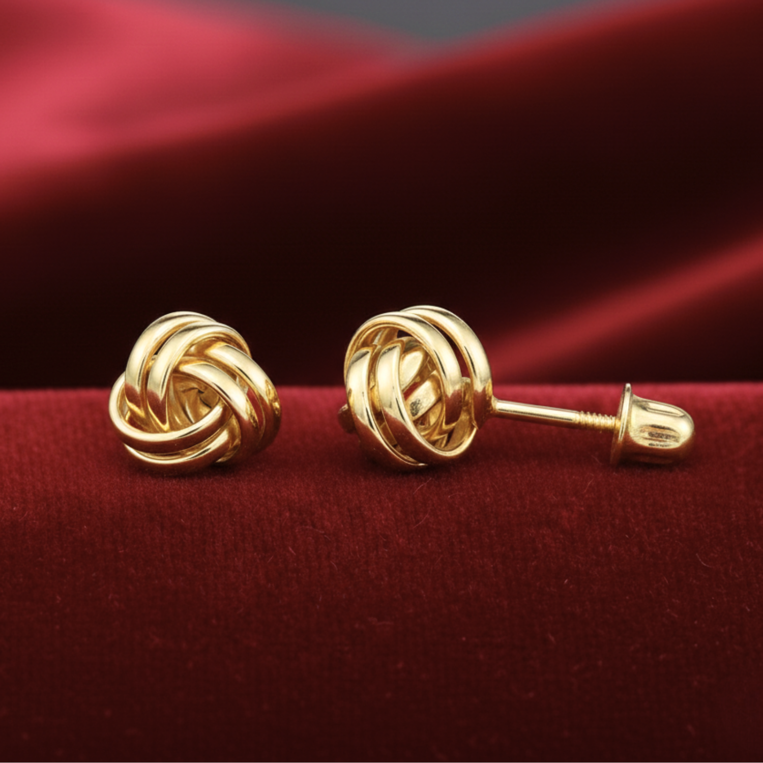 10k Gold Polished Love Knot Stud Earrings with Screwbacks, 7mm