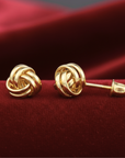 10k Gold Polished Love Knot Stud Earrings with Screwbacks, 7mm