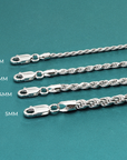Solid Sterling Silver Rope Chain Bracelet