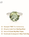 Sterling Silver 5 Carat Green Amethyst Gemstone Ring, "Ms. Luscious"