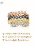 Sterling Silver Stackable Zig Zag Eternity Band Rings, Set Of 4