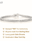 Sterling Silver Princess-Cut Tennis Bracelet