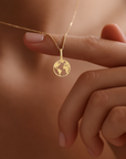 14K Yellow Gold World Map Pendant Necklace