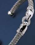 Sterling Silver Jaguar Cuff Italian Bracelet, Fits 6-7in