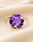 14k Yellow Gold 5 Carat Purple Amethyst Gemstone Ring, "Ms. Luscious"