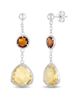 Sterling Silver Colorful Glass Dangle Drop Stud Earrings